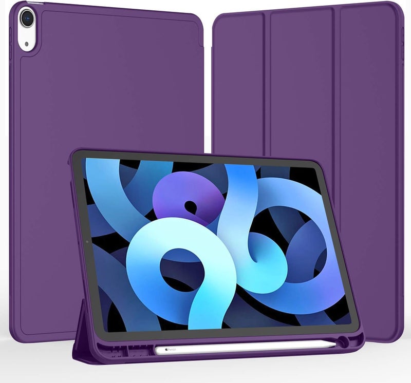 iMieet iPad Air 11 Inch Case M3(2025) / M2 (2024), iPad Air 5th/4th Generation Case 2022/2020 10.9 Inch with Pencil Holder,Trifold Stand Smart Case with Soft TPU Back(Dark Purple) - Image 2