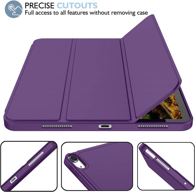 iMieet iPad Air 11 Inch Case M3(2025) / M2 (2024), iPad Air 5th/4th Generation Case 2022/2020 10.9 Inch with Pencil Holder,Trifold Stand Smart Case with Soft TPU Back(Dark Purple) - Image 5