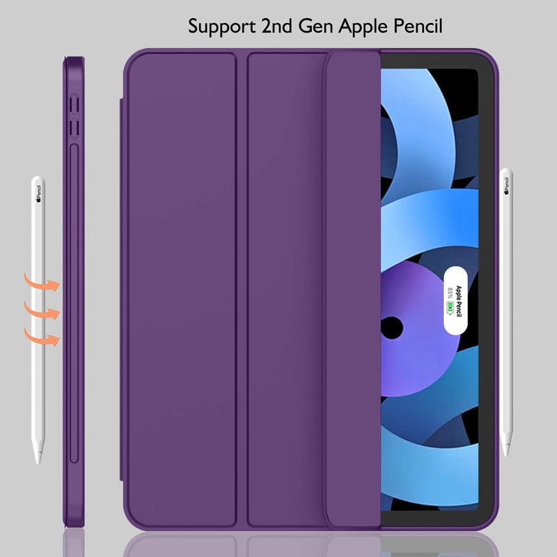 iMieet iPad Air 11 Inch Case M3(2025) / M2 (2024), iPad Air 5th/4th Generation Case 2022/2020 10.9 Inch with Pencil Holder,Trifold Stand Smart Case with Soft TPU Back(Dark Purple) - Image 4