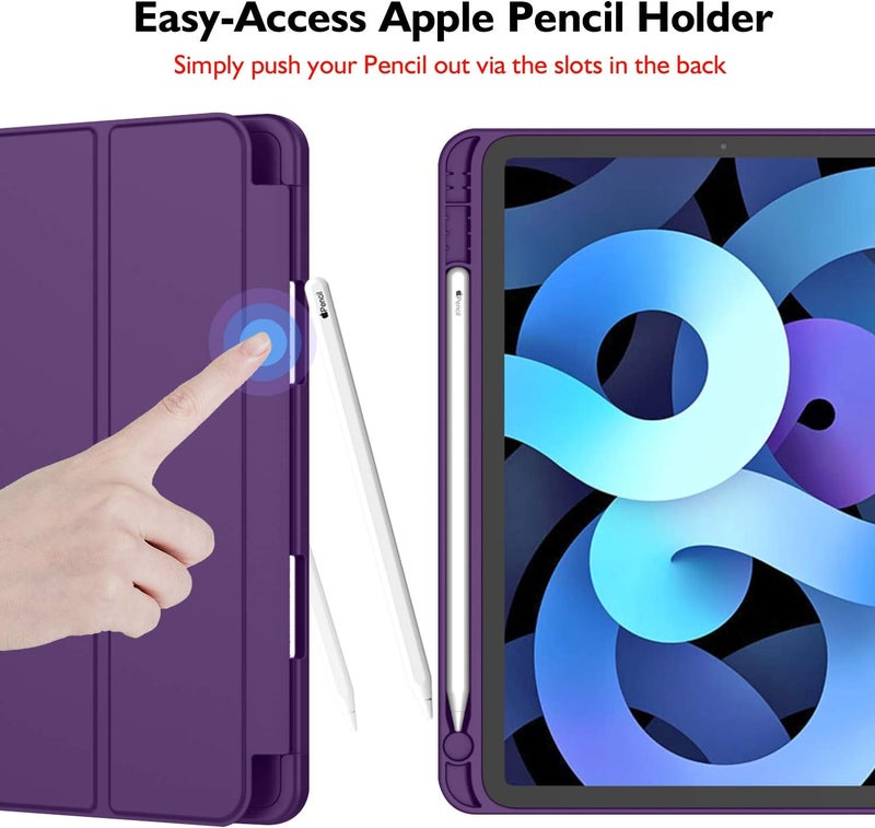 iMieet iPad Air 11 Inch Case M3(2025) / M2 (2024), iPad Air 5th/4th Generation Case 2022/2020 10.9 Inch with Pencil Holder,Trifold Stand Smart Case with Soft TPU Back(Dark Purple) - Image 3