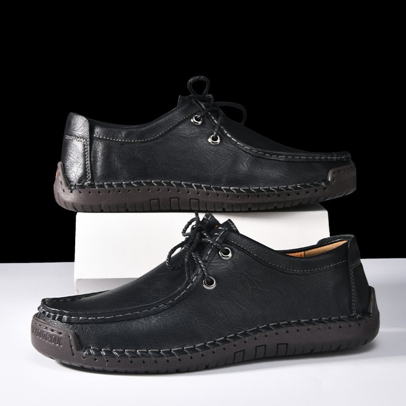 Men'S Shoes Outdoor Casual Shoes Slip-On Flat Handmade Leather Shoes Spring Low-Top Plus Size Loafer Noodles - Image 5
