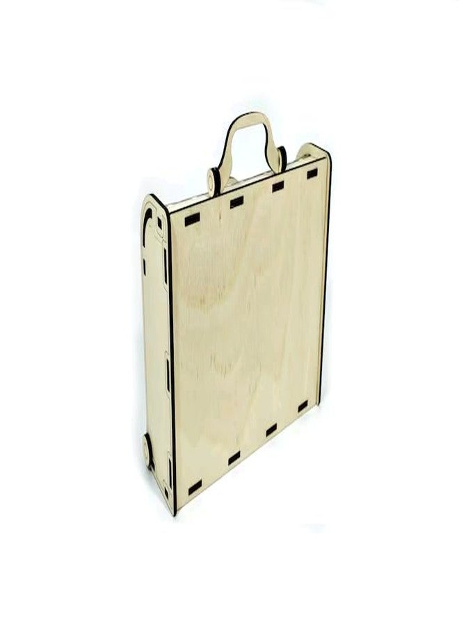 MeeCraft Wooden Storage Box with Handle and Magnetic Closure, Portable Briefcase Design, Gift for Women/Friends, 20x15.1x6.3cm, Beige. - Image 2