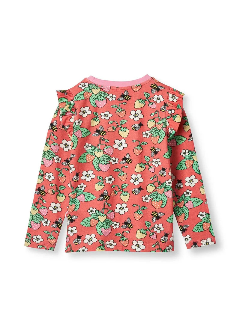 سموفولك بلوزة بأكمام طويلة مع فراولة