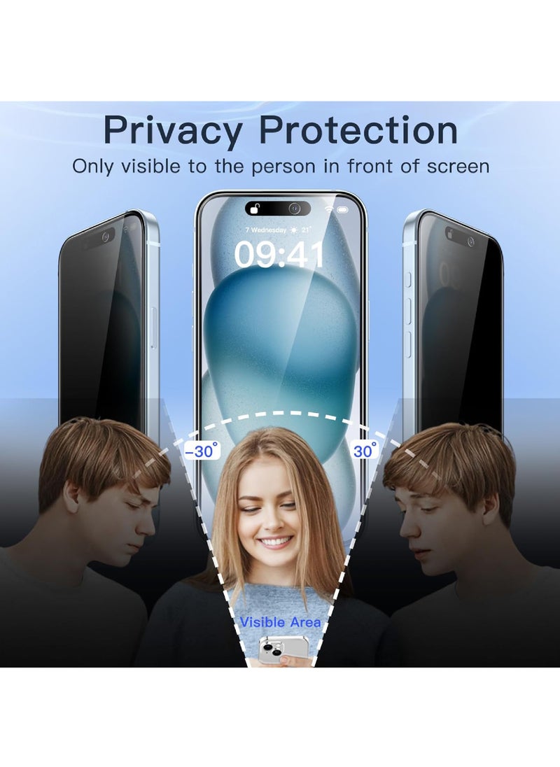 Rock Pow iPhone 15 Privacy Screen Protector Anti-Spy Tempered Glass Film 9H Hardness Scratch Resistant Bubble Free Anti Spy Tempered Glass  - Image 3
