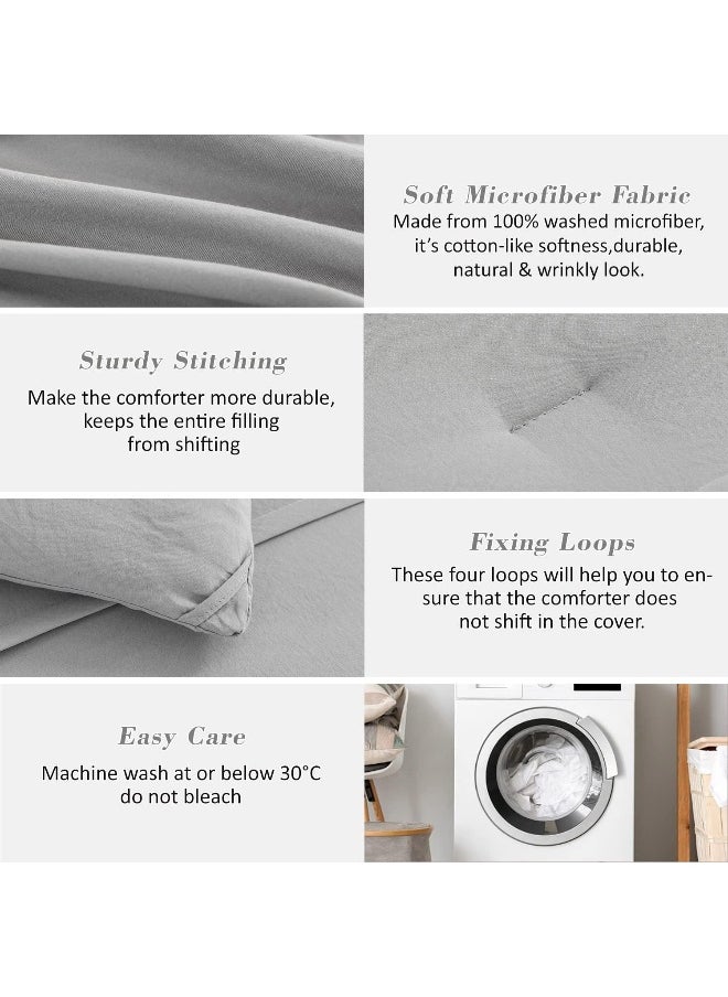 Generic ALEISSEL Grey Twin Comforter Set - 3 Pieces Pinch Pleat Bed Set, Down Alternative Bedding Sets for All Season, Includes 1 Comforter and 2 Pillowcases (Twin68 x90)  - Image 4