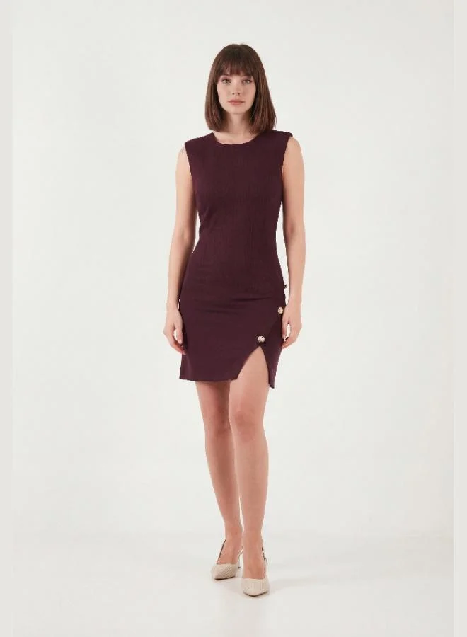 ليلا Lela Bicycle Collar Mini Dress with Slit Detail Women's Dress 6525717