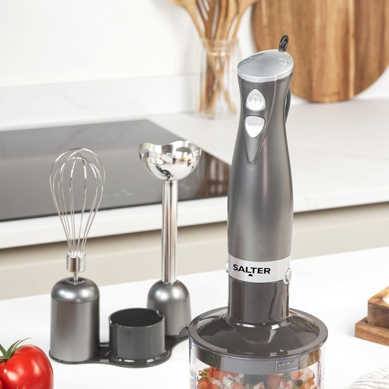 Salter Cosmos 3-in-1 Hand Blender – Whisk, Blender & Chop, Food Processor, Vegetable Chopper, Stainless Steel Blades, 500ml Chopping Bowl, Whisk & Blender Attachments, 2 Speeds, 350W, EK2827GUNMETAL - Image 4