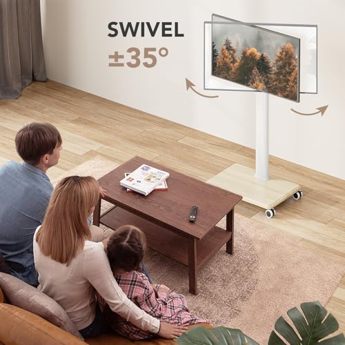 AX WABER Mobile TV Stand for 27 to 65 Inch TVs,Portable Rolling TV Cart on Wheels, Tall Universal Floor Stands with Swivel Mount, Height Adjustable Sleeking Standing Mount Fit Corner, Bedroom, Outdoor - Image 2