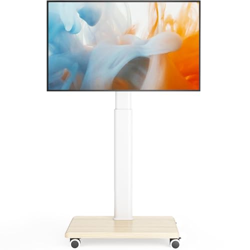AX WABER Mobile TV Stand for 27 to 65 Inch TVs,Portable Rolling TV Cart on Wheels, Tall Universal Floor Stands with Swivel Mount, Height Adjustable Sleeking Standing Mount Fit Corner, Bedroom, Outdoor - Image 1