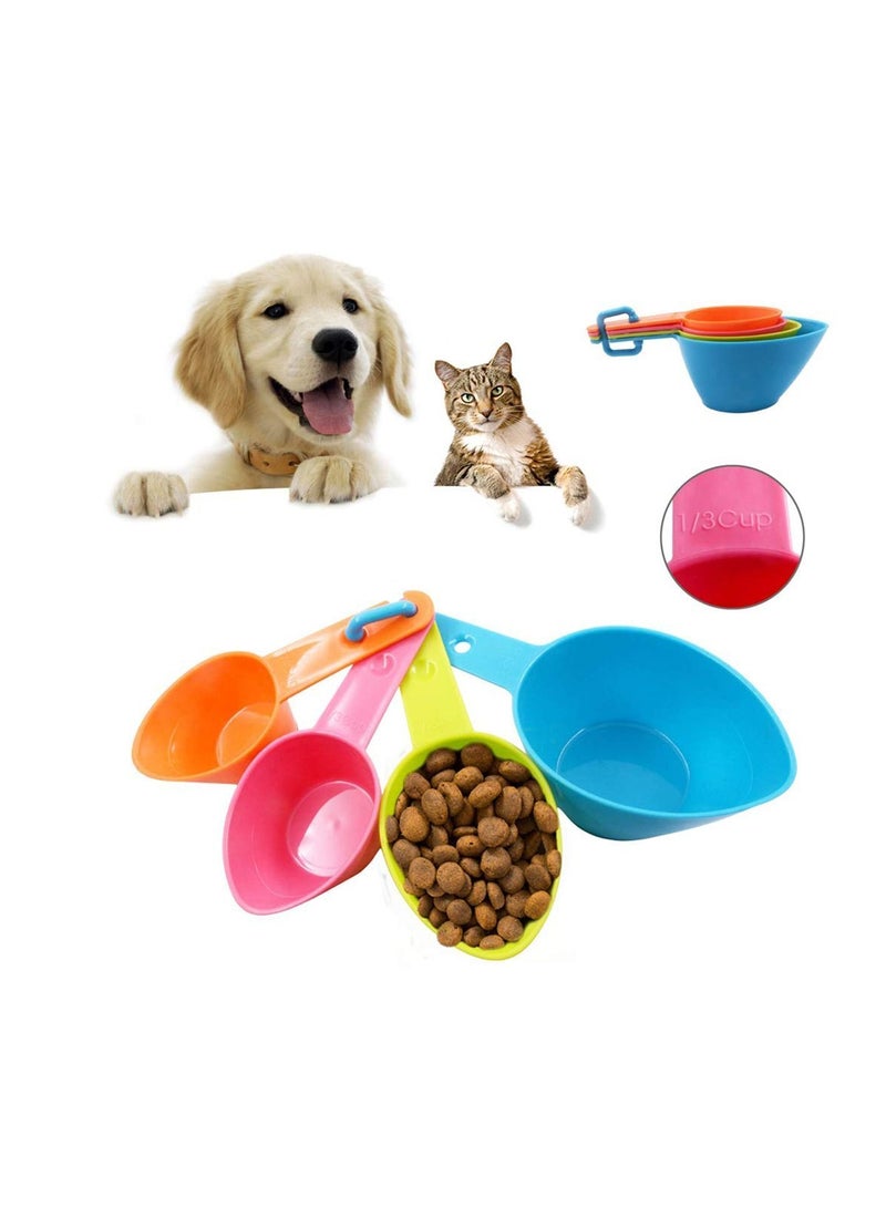 Bluejw Pet Scoops 4 Pcs Set Spoons Food Plastic Measuring Cups Scoop for Dog Cat and Bird (Random Color) - Image 1
