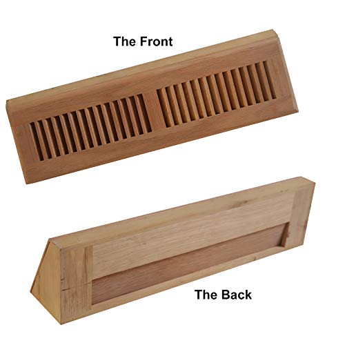 WELLAND Red Oak Baseboard Diffuser Wood Vent Register,15 L X 3 1/2 W X 4 1/2 H Inch - Image 3