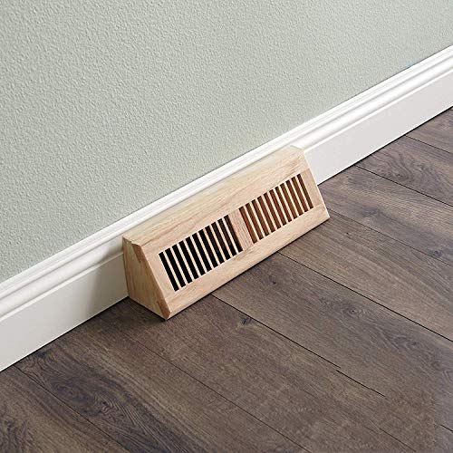 WELLAND Red Oak Baseboard Diffuser Wood Vent Register,15 L X 3 1/2 W X 4 1/2 H Inch - Image 2