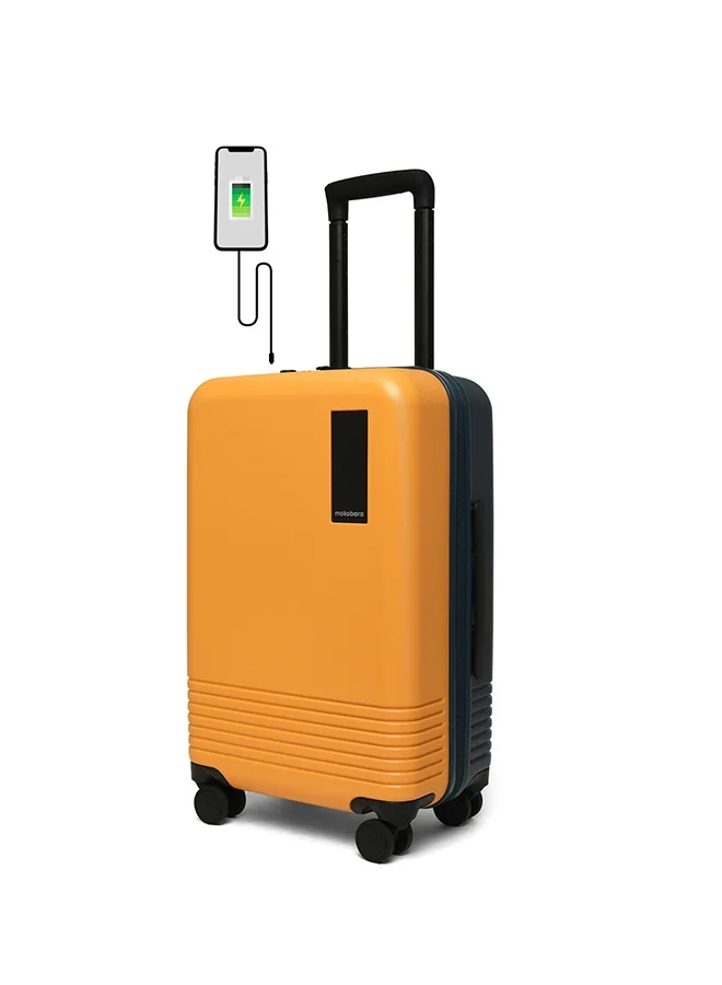 موكوبارا للتجارة ذ.م.م حقيبة سفر كابينة من البولي كربونات خفيفة الوزن بشروق الشمس على الشاطئ، أصفر