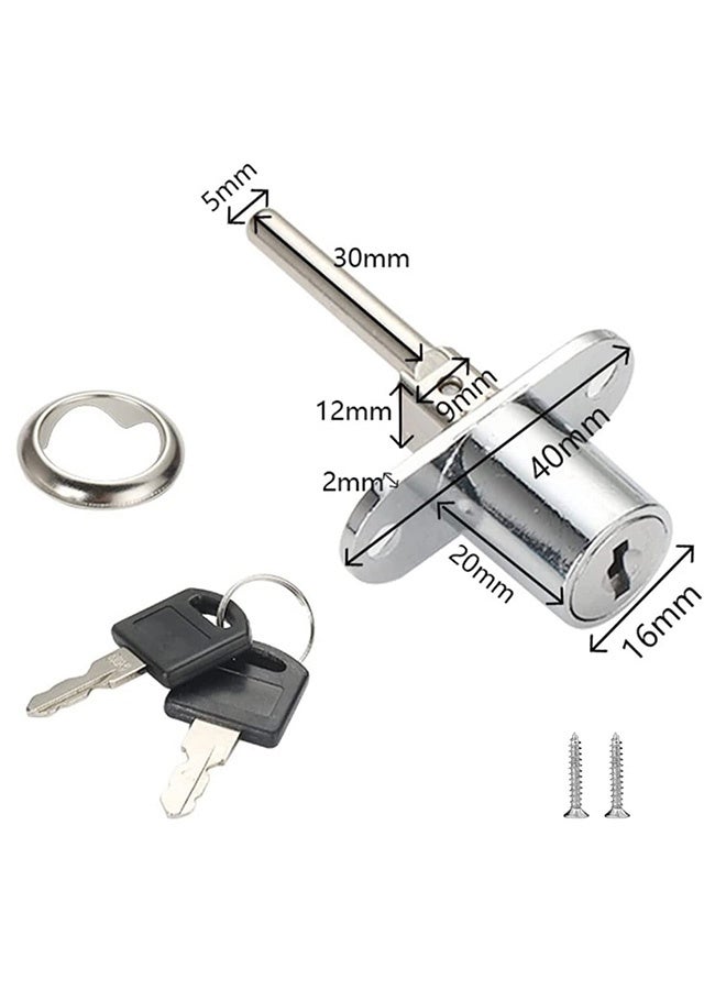 Peachjoy Drawer Lock Plunger Lock, Length 30 mm(1 1/4 inch) Cylinder Head Chrome Finish Push Plunger Lock for Cabinet Desk Wardrobe, Key Alike, with Keys, with Mounting Screws, 4 Packs - Image 4