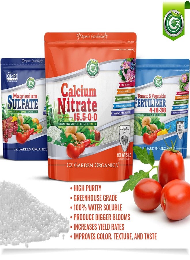 Cz Garden Supply سماد نترات الكالسيوم 15.5-0-0، وزن 5 أرطال، صنع في الولايات المتحدة الأمريكية - غذاء نباتي عالي الجودة مناسب للزراعة المائية، والنباتات الداخلية والخارجية، وحدائق الزهور - الفواكه، والخضراوات، والأعشاب الطبية. طماطم معالجة من تعفن طرف الزهرة. - Image 3