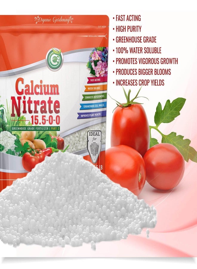 Cz Garden Supply سماد نترات الكالسيوم 15.5-0-0، وزن 5 أرطال، صنع في الولايات المتحدة الأمريكية - غذاء نباتي عالي الجودة مناسب للزراعة المائية، والنباتات الداخلية والخارجية، وحدائق الزهور - الفواكه، والخضراوات، والأعشاب الطبية. طماطم معالجة من تعفن طرف الزهرة. - Image 2