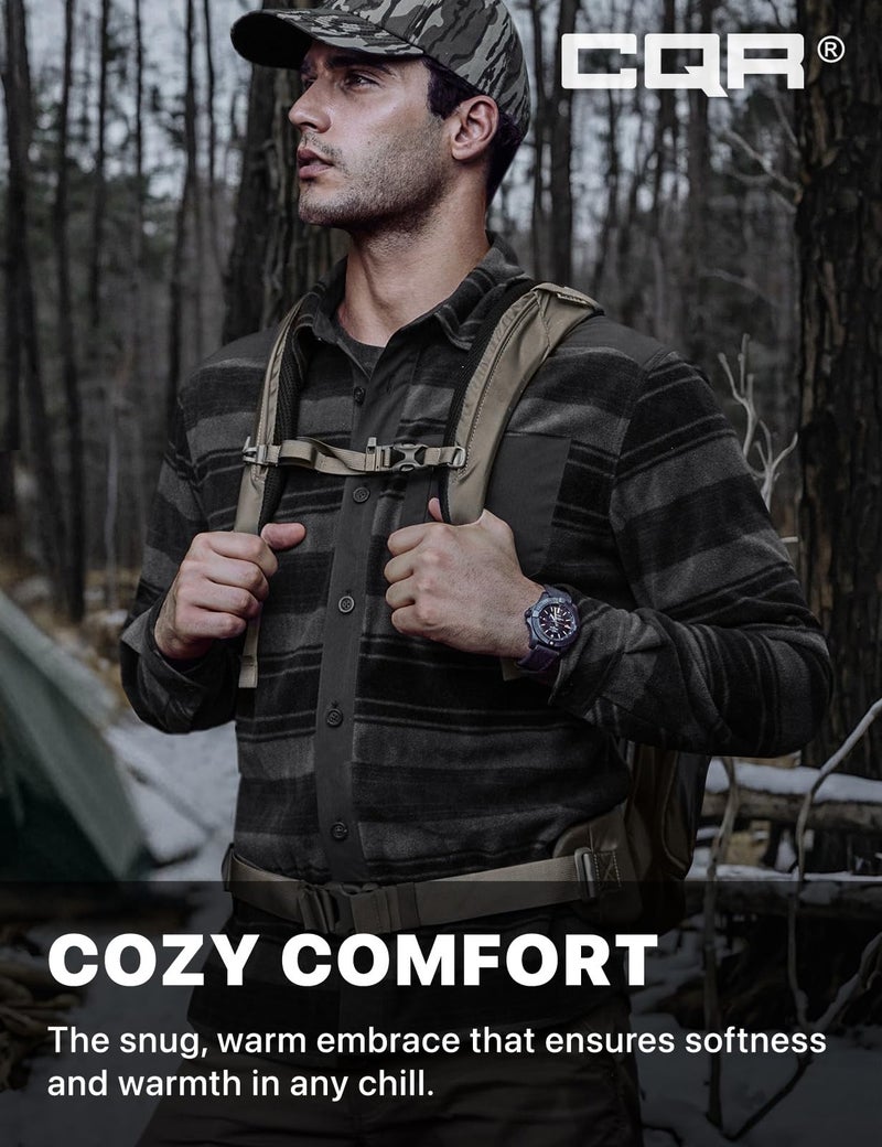 CQR Men's Long Sleeve Heavyweight Fleece Shirts, Plaid Button Up Shirt, Warm Outdoor Casual Shirt with Pockets, Bush Blend Wild Shadow, Medium - Image 5