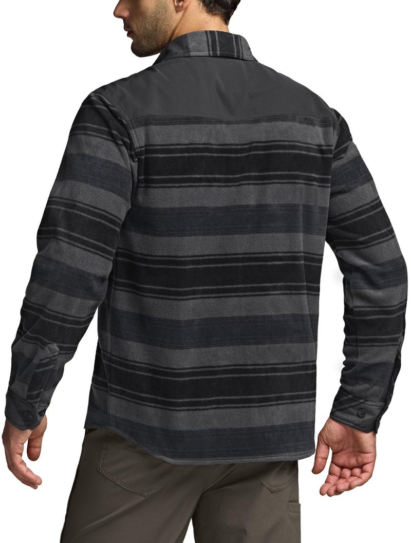 CQR Men's Long Sleeve Heavyweight Fleece Shirts, Plaid Button Up Shirt, Warm Outdoor Casual Shirt with Pockets, Bush Blend Wild Shadow, Medium - Image 4