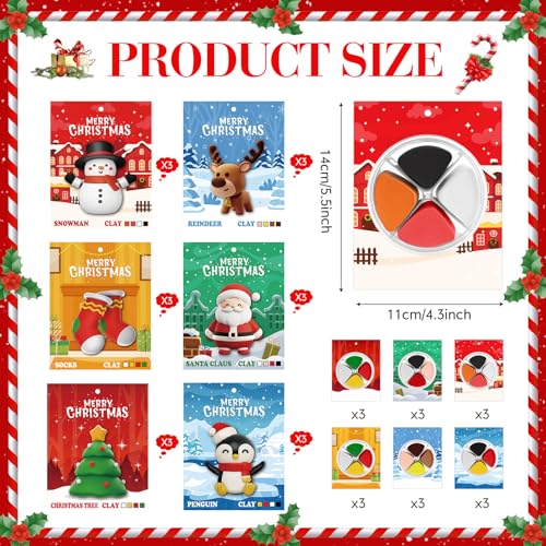 Capoda 18 Set Christmas DIY Craft Kit Christmas Air Dry Clay Kit Snowman Santa Claus Making Craft DIY Modeling Clay for Xmas Winter Holiday School Exchange Gifts Party Art Activities Supplies - Image 5
