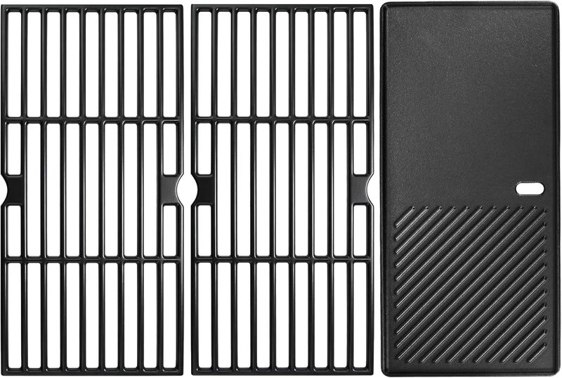 GRISUN Grill Grates and Grill Plate for Charbroil Advantage 463343015, 463344015, 463344116, Kenmore, Broil King and Others Gas Grill Models, 43cm Cast Iron Cooking Grates for G467-0002-W1 - Image 1