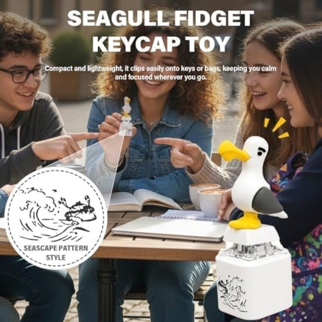 Seagull Mine Sound Button Keychain, Rechargeable Fidget Clicker with Real Sound & LED Light, Funny Interactive Desk Stress Relief Toy Gifts for Adults (4 Pcs) - Image 3