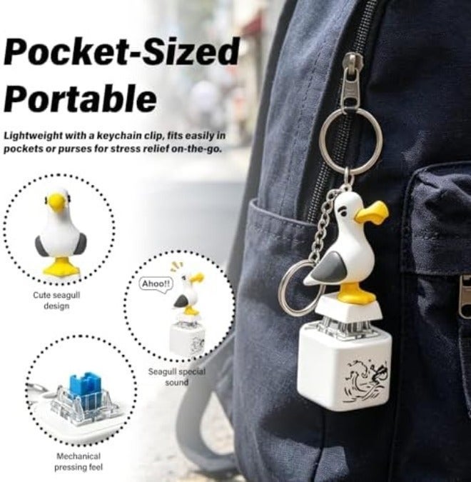 Seagull Mine Sound Button Keychain, Rechargeable Fidget Clicker with Real Sound & LED Light, Funny Interactive Desk Stress Relief Toy Gifts for Adults (4 Pcs) - Image 5