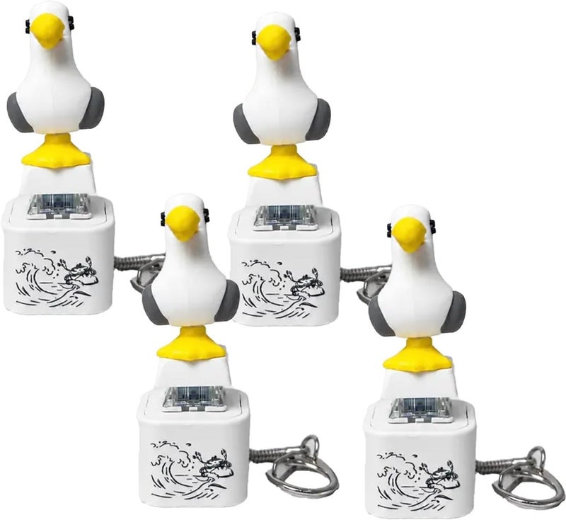 Seagull Mine Sound Button Keychain, Rechargeable Fidget Clicker with Real Sound & LED Light, Funny Interactive Desk Stress Relief Toy Gifts for Adults (4 Pcs) - Image 1