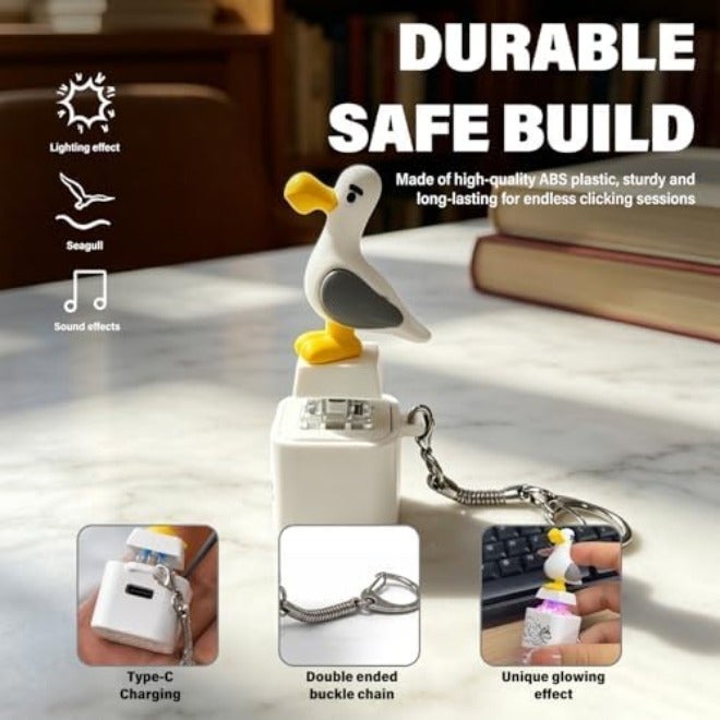Seagull Mine Sound Button Keychain, Rechargeable Fidget Clicker with Real Sound & LED Light, Funny Interactive Desk Stress Relief Toy Gifts for Adults (4 Pcs) - Image 2
