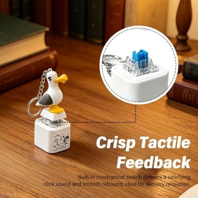 Seagull Mine Sound Button Keychain, Rechargeable Fidget Clicker with Real Sound & LED Light, Funny Interactive Desk Stress Relief Toy Gifts for Adults (4 Pcs) - Image 4