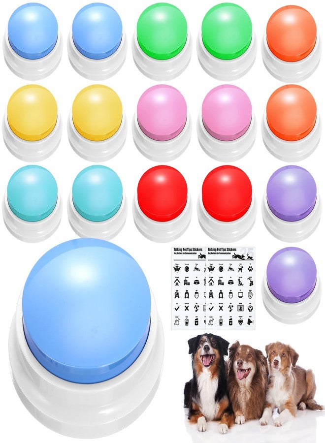 جيريفي مجموعة أزرار جيريفاي للكلاب، 16 قطعة، لتسجيل الصوت، مع ملصقات، 30 ثانية، أزرار تدريب على الكلام للحيوانات الأليفة، لتدريب القطط والقطط بشكل تفاعلي (ألوان زاهية). - Image 1