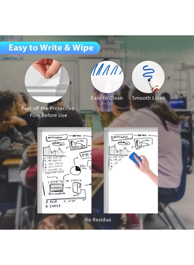 TAPIT Mobile Whiteboard 90x60cm Stand Magnetic Dry Erase Board Chart Easel Board with Adjustable Height Suitable for Office Home Classroom - Image 2