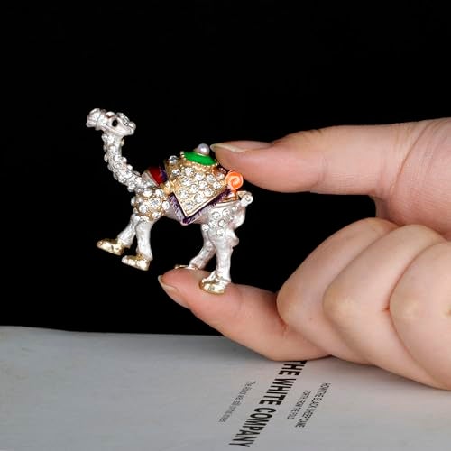 SEVENBEES Camel Lover Gift - Cute Camel Figurine Collectible, Hinged Crystal Jeweled Animal Trinket Box - Image 3