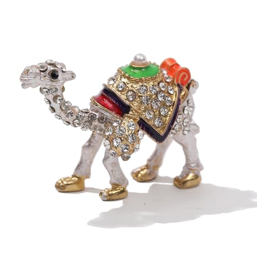SEVENBEES Camel Lover Gift - Cute Camel Figurine Collectible, Hinged Crystal Jeweled Animal Trinket Box - Image 1