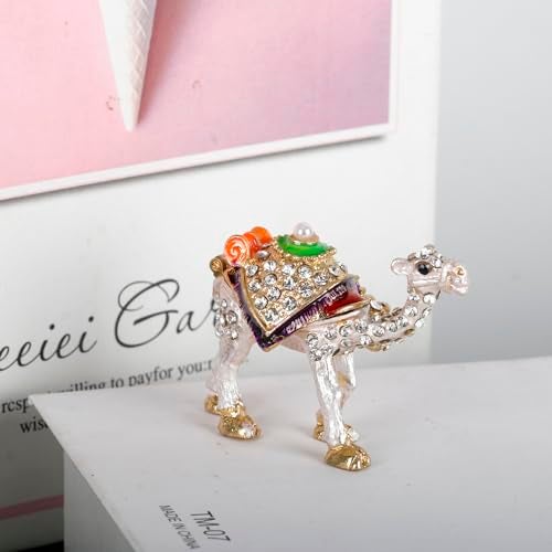 SEVENBEES Camel Lover Gift - Cute Camel Figurine Collectible, Hinged Crystal Jeweled Animal Trinket Box - Image 4