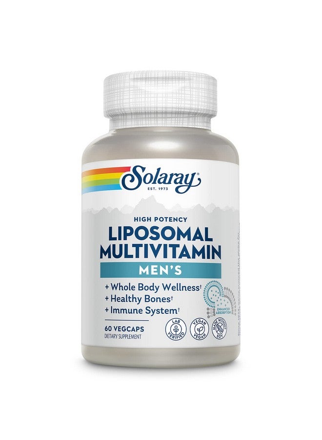 SOLARAY فيتامينات متعددة ليبوسومال للرجال امتصاص معزز دعم المناعة والطاقة والعظام فيتامينات متعددة يومية للرجال BCAA فيتامين D3 C B12 زنك نباتي خالي من الصويا 30 حصة 60 كبسولة نباتية - Image 1