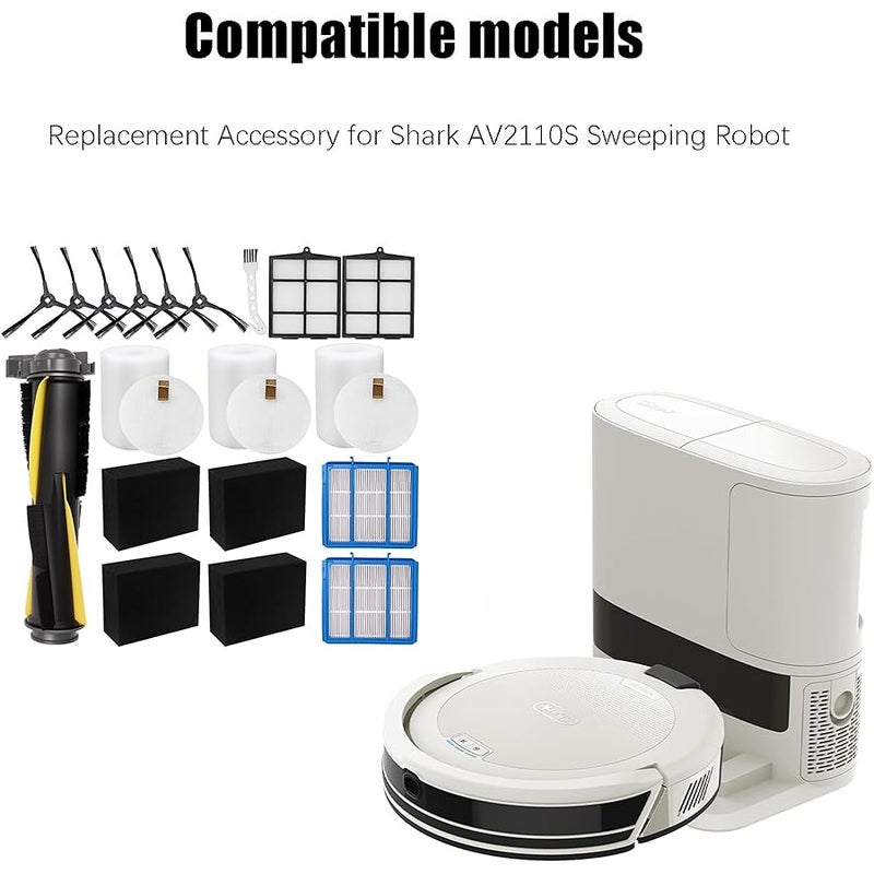 اوداشين قطع غيار وإكسسوارات استبدالية لجهاز التنظيف الآلي Shark AV2110S AV2120 RV2120AE RV2110 تشمل فرشاة دوارة فلتر فرش جانبية قطع قطنية للفلتر كفاءة أولية للفلتر الأسود - Image 2