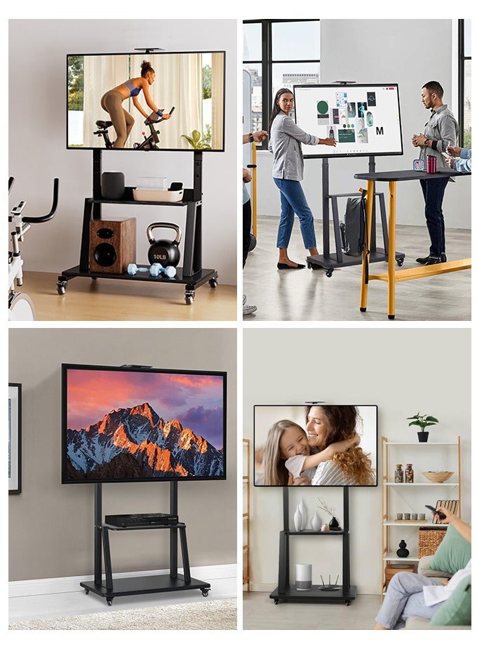 Mobile TV stand for 32-65 inch tvs, 50KG/110LBS capacity, double storage space, The height is adjustable, portable floor stand on wheels,Mobile TV stand in living room,TV stand in the bedroom，Max VESA 600 × 400mm.  - Image 4