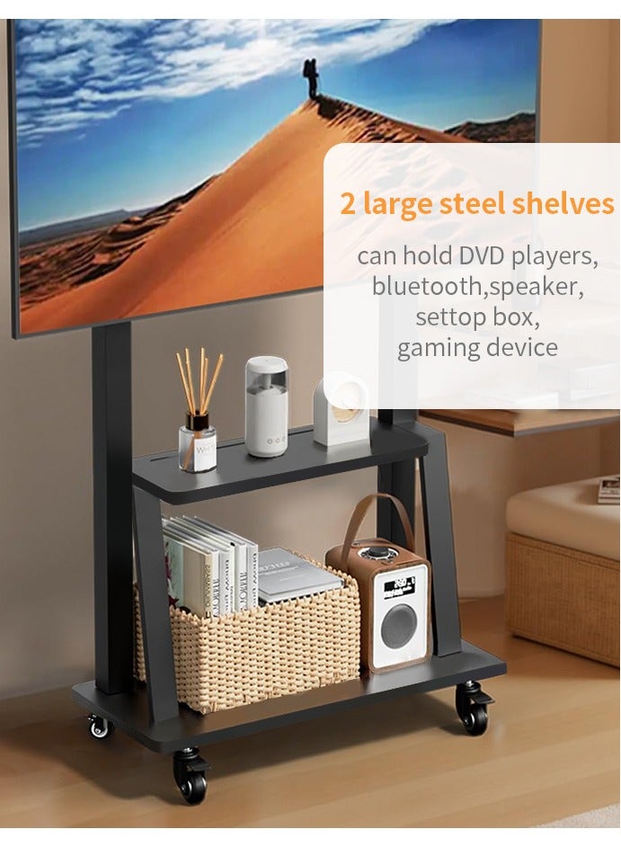 Mobile TV stand for 32-65 inch tvs, 50KG/110LBS capacity, double storage space, The height is adjustable, portable floor stand on wheels,Mobile TV stand in living room,TV stand in the bedroom，Max VESA 600 × 400mm.  - Image 5