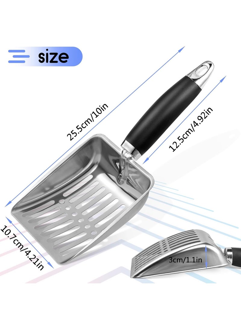 Stainless Steel Cat Litter Scoop,Metal Cat Litter Scoop,Kitty Metal Scooper,Sturdy Mesh Scooper,Suitabla cat Scooper for Cat Litter Box(Black) - Image 2