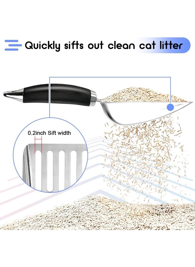 Stainless Steel Cat Litter Scoop,Metal Cat Litter Scoop,Kitty Metal Scooper,Sturdy Mesh Scooper,Suitabla cat Scooper for Cat Litter Box(Black) - Image 5
