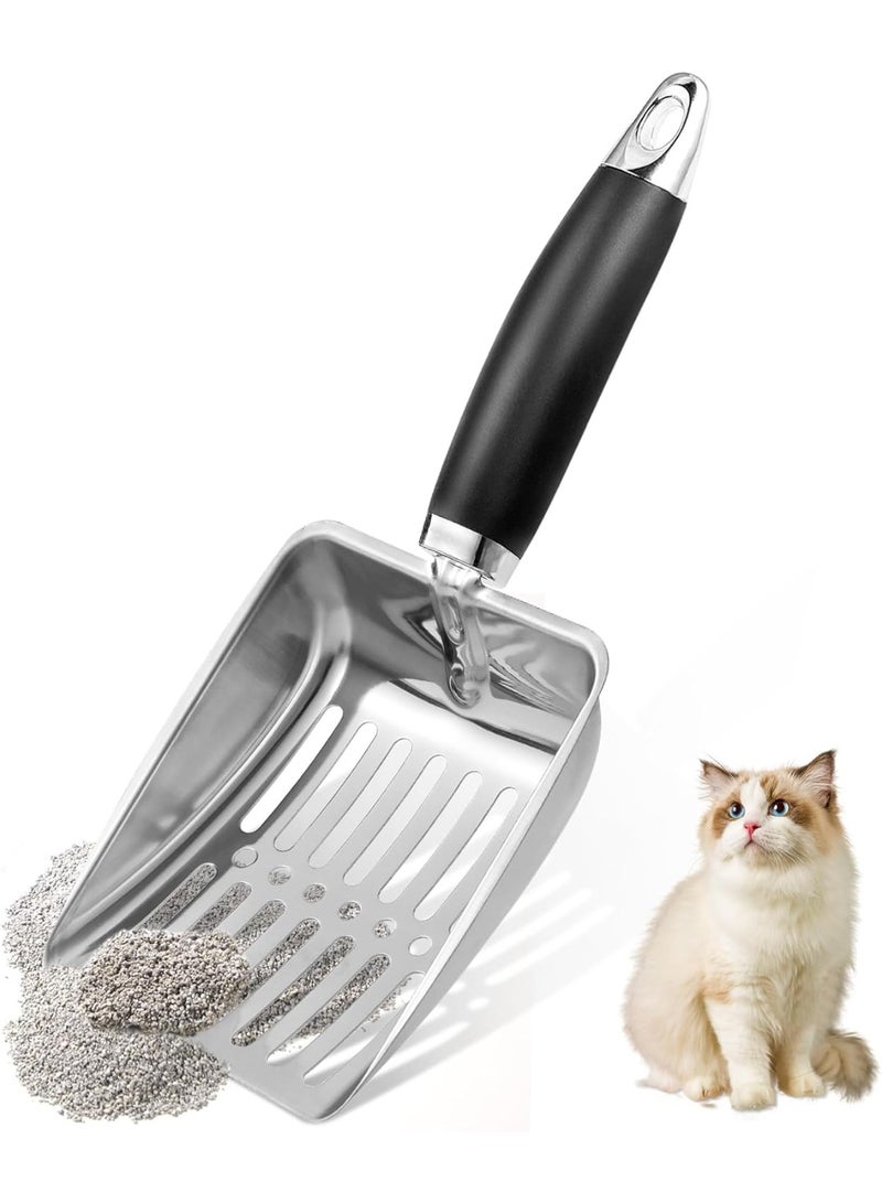 Stainless Steel Cat Litter Scoop,Metal Cat Litter Scoop,Kitty Metal Scooper,Sturdy Mesh Scooper,Suitabla cat Scooper for Cat Litter Box(Black) - Image 1