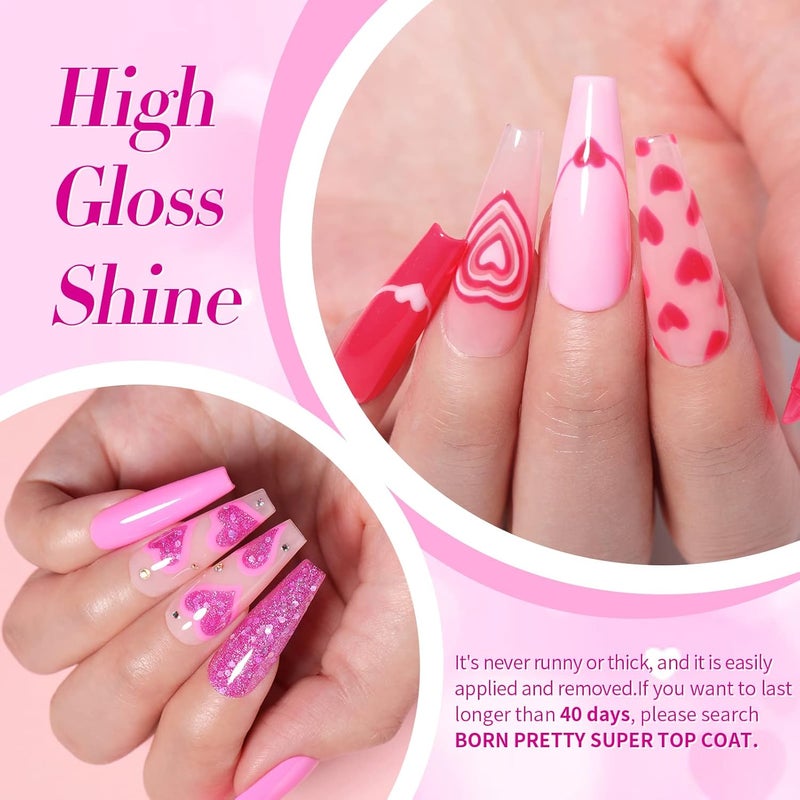 BORN PRETTY Pink Gel Nail Polish Set Neon Hot Pink Cherry Blossom Strawberry Polish Gel Natural Pink Color Gel Polish Spring Summer Gift Set for Holiday 6 Colors - Image 4