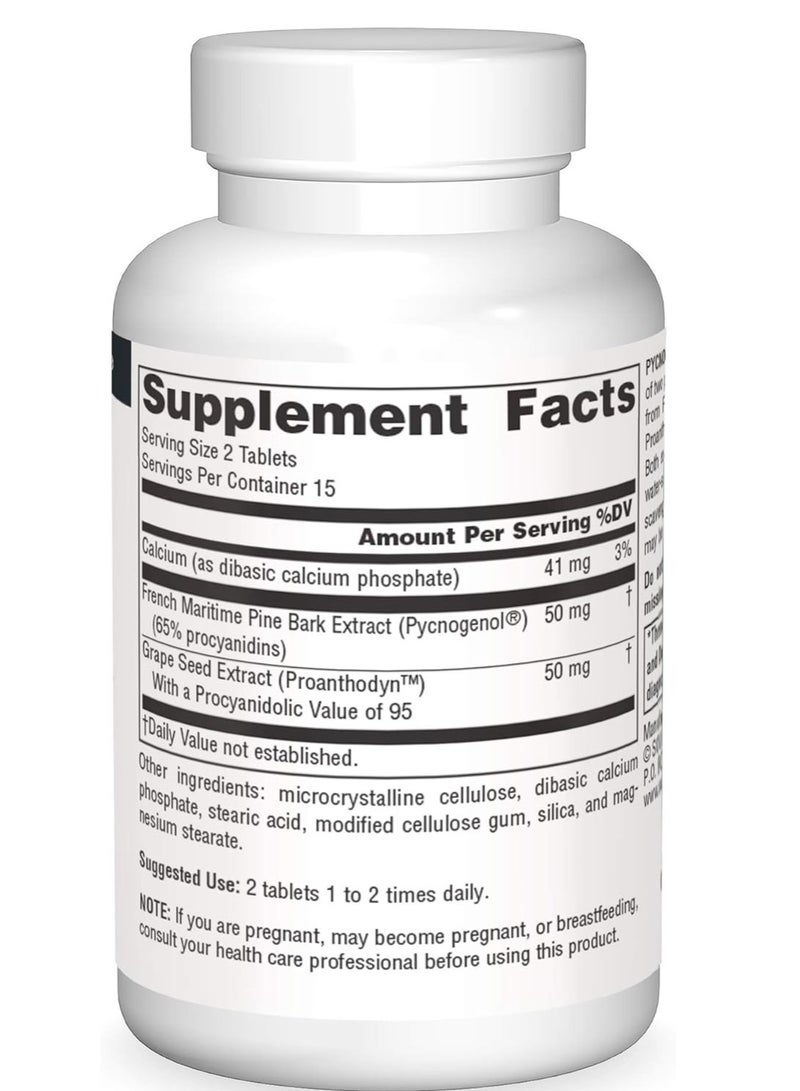 Source Naturals Pycnogenol And Grape Seed Extract 50 Mg 30 Tablets - Image 3