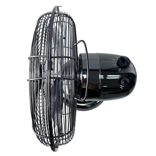 Good Housekeeping 92612 All-Metal 12" Retro Desk Office Table Fan with Wide Oscillation, 3-Speed Settings & Carrying Handle, Midnight Chrome - Image 3