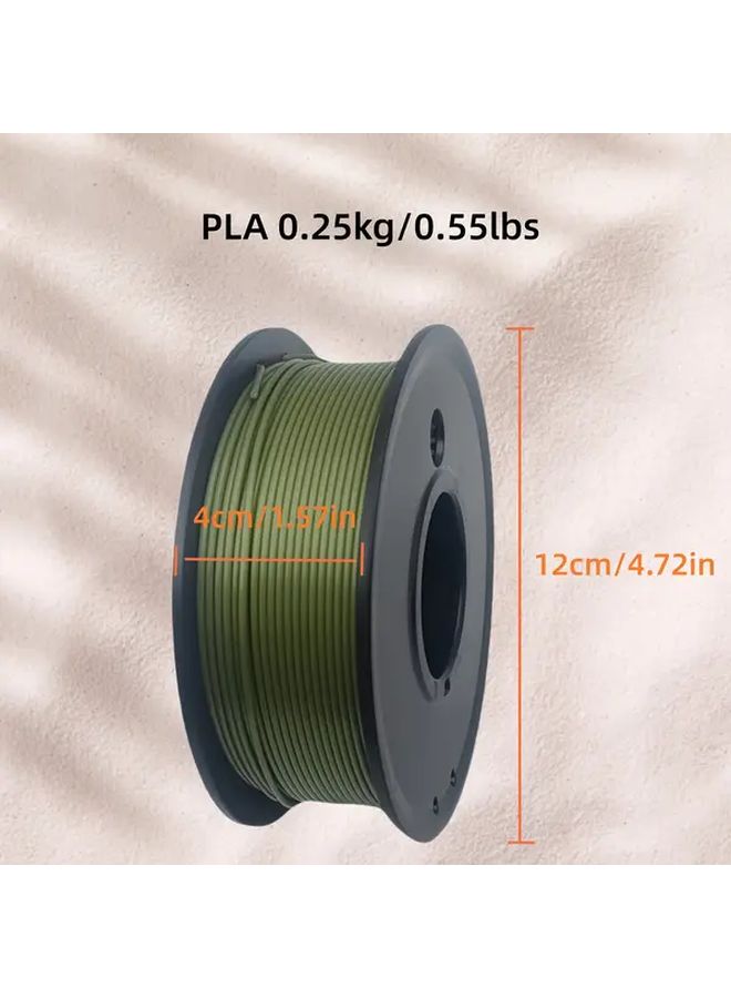 خيط طابعة ثلاثية الأبعاد PLA بسمك 1.75 مم، لون أخضر عسكري، دقة أبعاد ± 0.03 مم، 0.25 كجم لكل بكرة (0.55 رطل)، مناسب لمعظم طابعات FDM ثلاثية الأبعاد، جودة ثابتة، خيط عالي الدقة. - Image 2