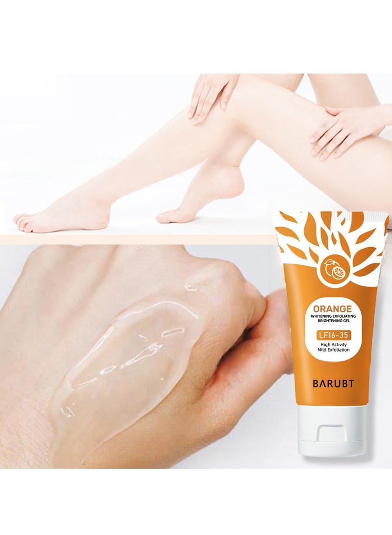 BARUBT Orange Whitening Exfoliating Brightening Gel 50G Dead Skin Exfoliating Moisturizer Face Body Skin Scrub Gel Deep Cleansing Moisturizing Facial Exfoliator Orange Peeling Gel Lotion Vitamin C Cleanser - Image 2