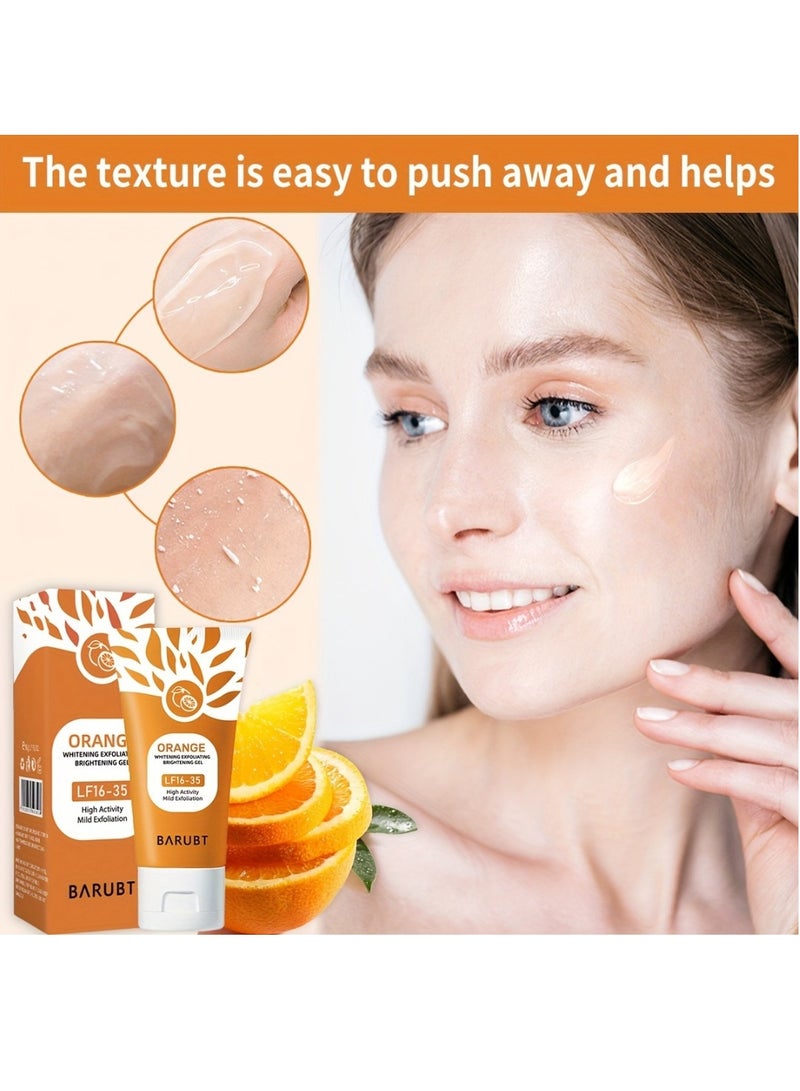 BARUBT Orange Whitening Exfoliating Brightening Gel 50G Dead Skin Exfoliating Moisturizer Face Body Skin Scrub Gel Deep Cleansing Moisturizing Facial Exfoliator Orange Peeling Gel Lotion Vitamin C Cleanser - Image 3