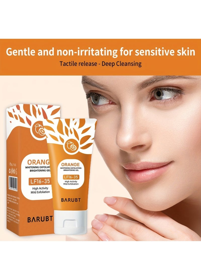 BARUBT Orange Whitening Exfoliating Brightening Gel 50G Dead Skin Exfoliating Moisturizer Face Body Skin Scrub Gel Deep Cleansing Moisturizing Facial Exfoliator Orange Peeling Gel Lotion Vitamin C Cleanser - Image 4