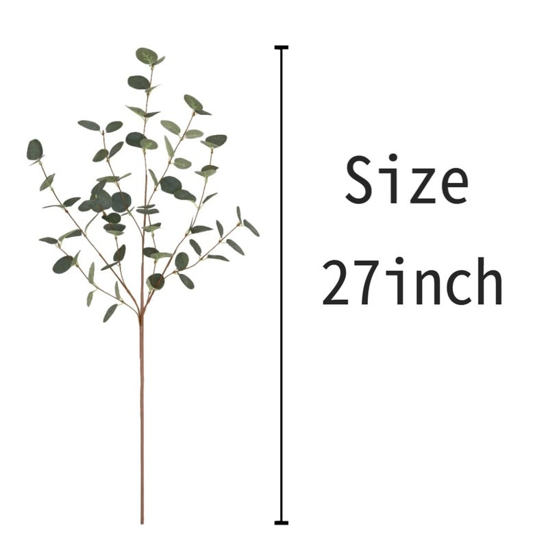 VGIA 6 Pcs 27" Eucalyptus Stems Greenery Stems Eucalyptus Leaf Spray in Green Silk Plastic Plants Floral Artificial Plants for Home Party Wedding Decoration(Dark Green) - Image 2