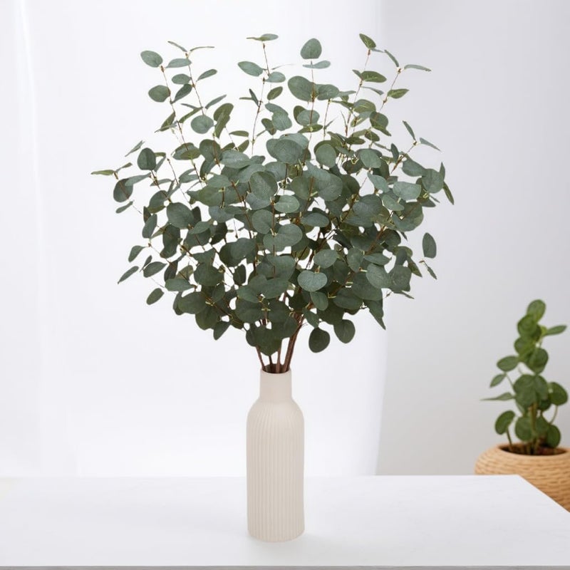 VGIA 6 Pcs 27" Eucalyptus Stems Greenery Stems Eucalyptus Leaf Spray in Green Silk Plastic Plants Floral Artificial Plants for Home Party Wedding Decoration(Dark Green) - Image 4